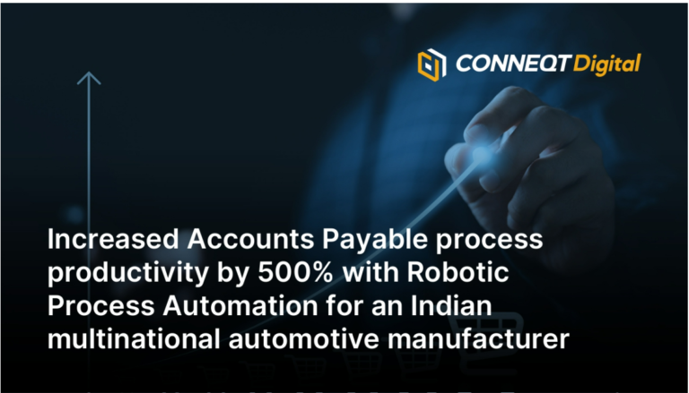 Increased Accounts Payable process  productivity by 500% with Robotic  Process Automation for an Indian  multinational automotive manufacturer